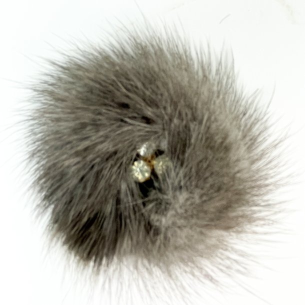 Vintage broche med pels og rhinsten