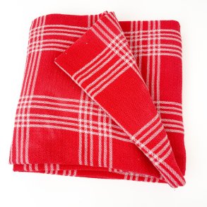 Krftige rote Retro-Tischdecke mit Karomuster  160 cm