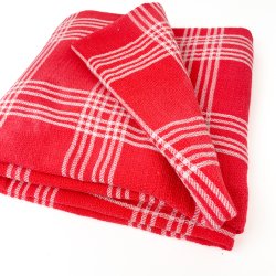 Krftige rote Retro-Tischdecke mit Karomuster  160 cm