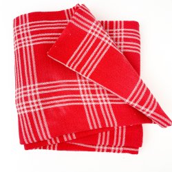 Krftige rote Retro-Tischdecke mit Karomuster  160 cm