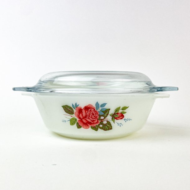 Hvid ildfast retro glasskl med lg