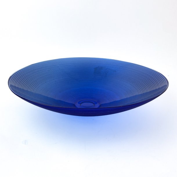 Bl retro glasskl med rillet mnster - 40 cm