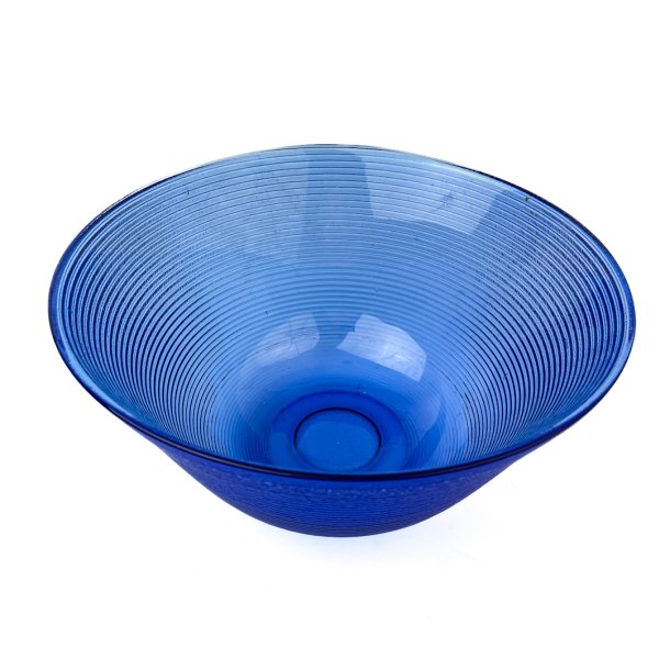 Retro glassk�l med rillet m�nster � 28 cm