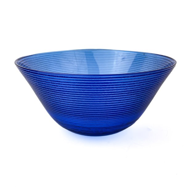Bl retro glasskl med rillet mnster -  18 cm