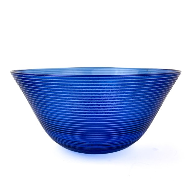 Retro glassk�l med rillet m�nster � 28 cm