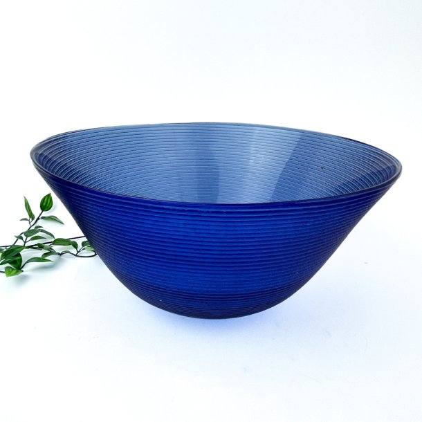 Retro glassk�l med rillet m�nster � 28 cm