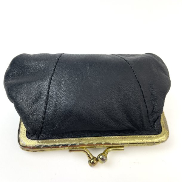 Schwarzer Vintage-Geldbeutel aus echtem Leder