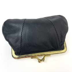 Schwarzer Vintage-Geldbeutel aus echtem Leder