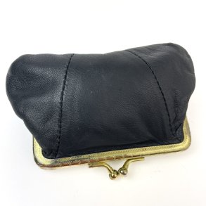 Schwarzer Vintage-Geldbeutel aus echtem Leder
