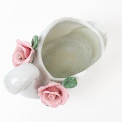 Porzellanschwan mit rosa Blumen