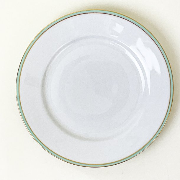 Vintage kagetallerken med mintgr�n og guld