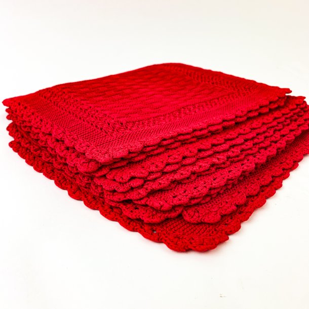 Gestrickte rote Vintage-Servietten, 12 Stck