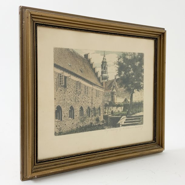 Radierung  Klosterhaven in Aalborg  A. Schou Lundberg