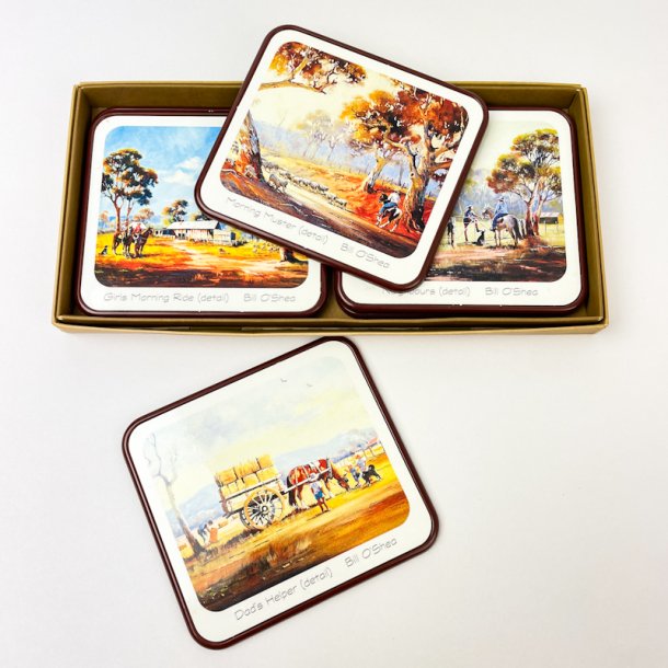 Seks retro flaskebakker med Wild West motiver