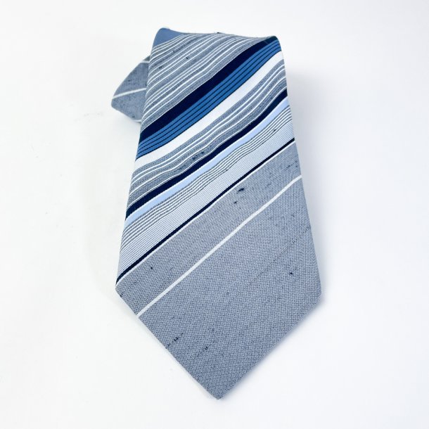 Gr og bl stribet retro slips