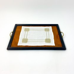 Vintage bakkeserviet med sandfarvet broderi