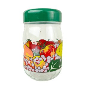 Fransk retro kkkenglas med frugtmotiv