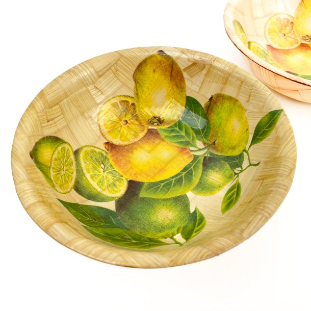 To retro skle i flettet bambus med citronmotiv