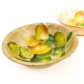 To retro skle i flettet bambus med citronmotiv