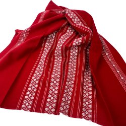 Smuk r�d retro dug med v�vet m�nster � 190 cm