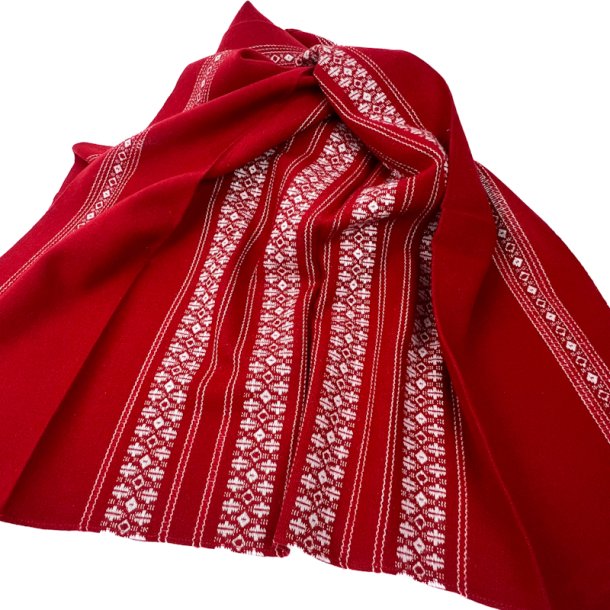 Smuk r�d retro dug med v�vet m�nster � 190 cm