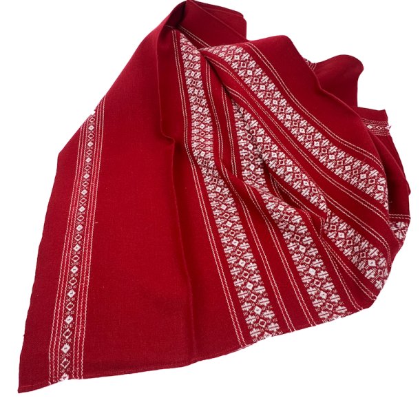 Smuk r�d retro dug med v�vet m�nster � 190 cm