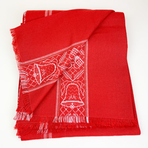 R�d retro dug med klokker � 300 cm