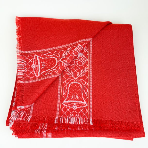 R�d retro dug med klokker � 300 cm