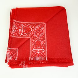 R�d retro dug med klokker � 300 cm