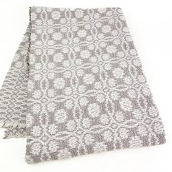 Schwere gewebte Retro-Tischdecke in Grau und Wei  170 cm