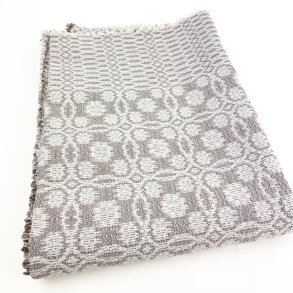 Schwere gewebte Retro-Tischdecke in Grau und Wei  170 cm