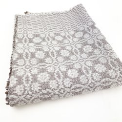 Schwere gewebte Retro-Tischdecke in Grau und Wei  170 cm