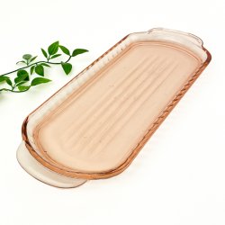 Rosa Vintage Kuchenplatte aus gegossenem Glas