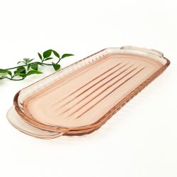 Rosa Vintage Kuchenplatte aus gegossenem Glas