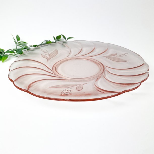 Rosa vintage glasfad