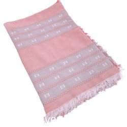 Rosa Retro-Tischdecke mit Fransen  130 cm