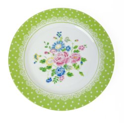 Gr�n Marie Sohl desserttallerken blomster