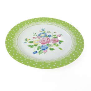 Gr�n Marie Sohl desserttallerken blomster