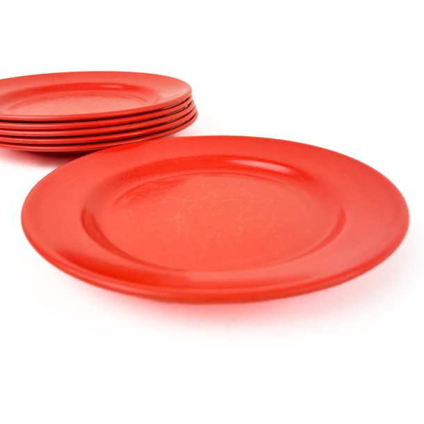 Seks orange vintage Rosti frokosttallerkner