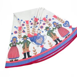 Runde Retro Tischdecke mit Folkloremotiv  140 cm