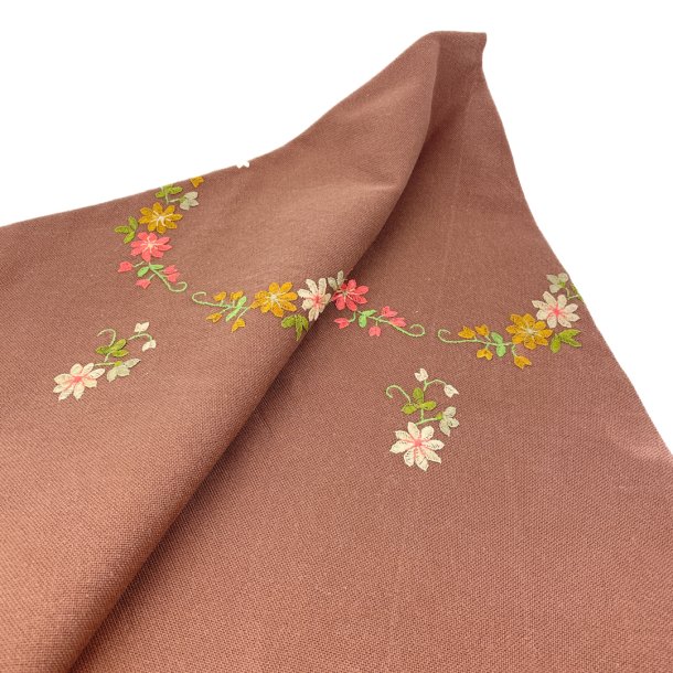 Broderet rund vintage dug � 140 cm