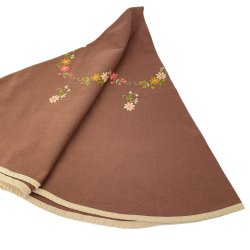 Broderet rund vintage dug � 140 cm