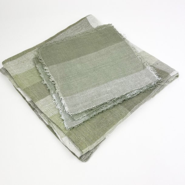 Gr�nternet vintage dug + seks servietter � 120 x 120 cm