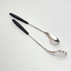 Salatbestik s�lv og palisander - Carl F Christiansen. 