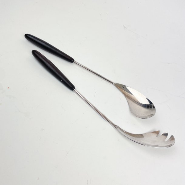 Salatbestik s�lv og palisander - Carl F Christiansen. 