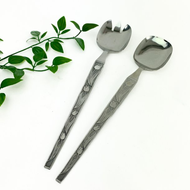 Retro salatbestik med tulipaner