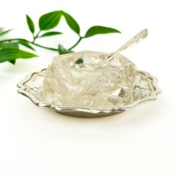 Vintage Salzgef aus Glas und versilbertem Metall