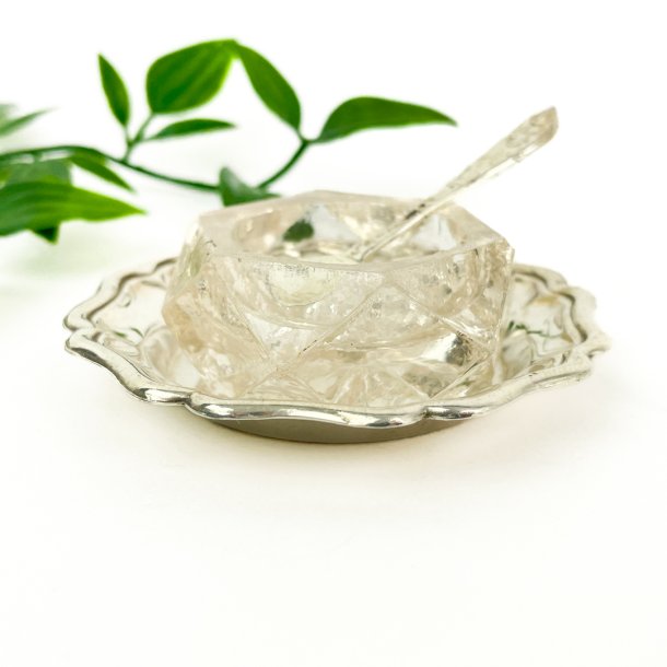 Vintage saltkar i glas og slv