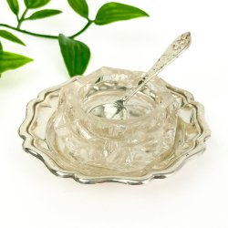 Vintage Salzgef aus Glas und versilbertem Metall