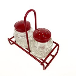 Dekorativt r�dt retro salt-og  pebers�t